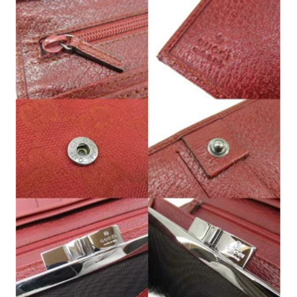 GUCCI GG Canvas Flap Wallet Clasp Closure Long Red - Picture 3 of 4